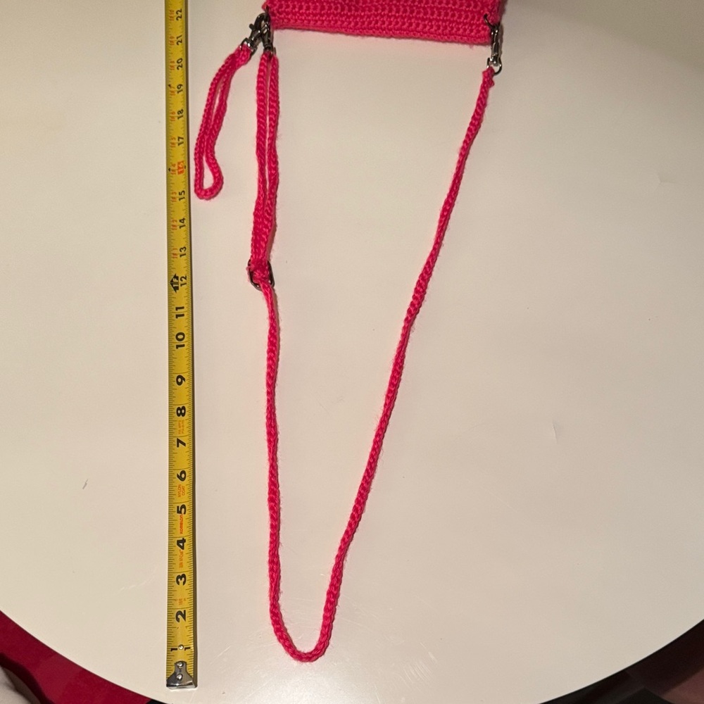 Handcrafted Hot Pink Crochet Crossbody Bag - Picture 13 of 13